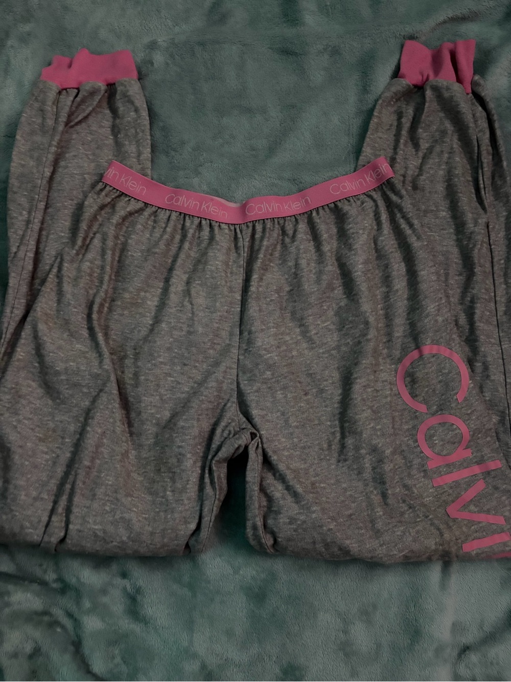 Calvin Klein Gray with Pink Logo Lounge Pants